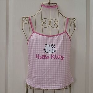 Hello Kitty Pink Gingham Cropped Tank Top Size Small